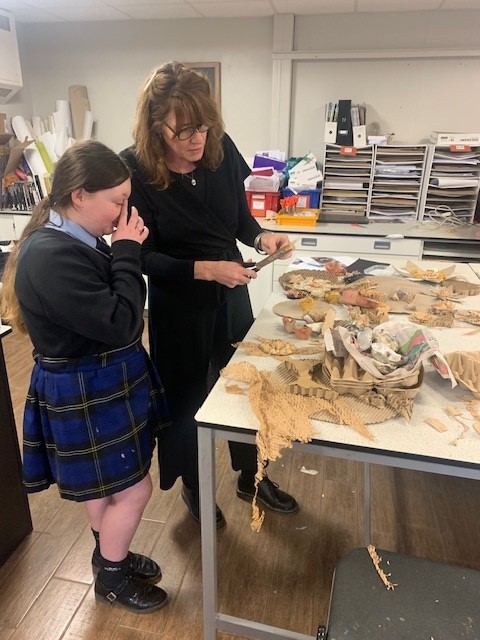 Pupil working on artwork 