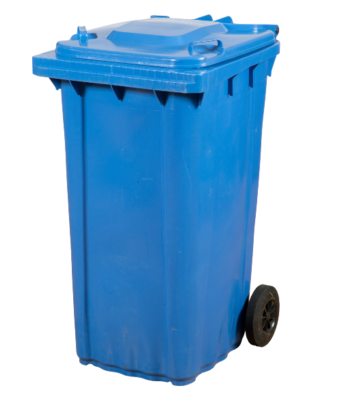 Blue-lidded kerbside recycling bin