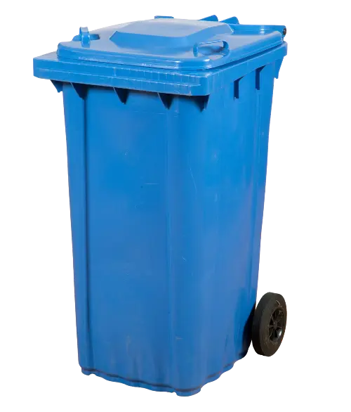 Blue-lidded kerbside recycling bin