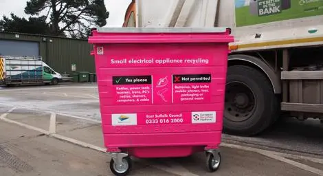 Electrical recycling bin. 