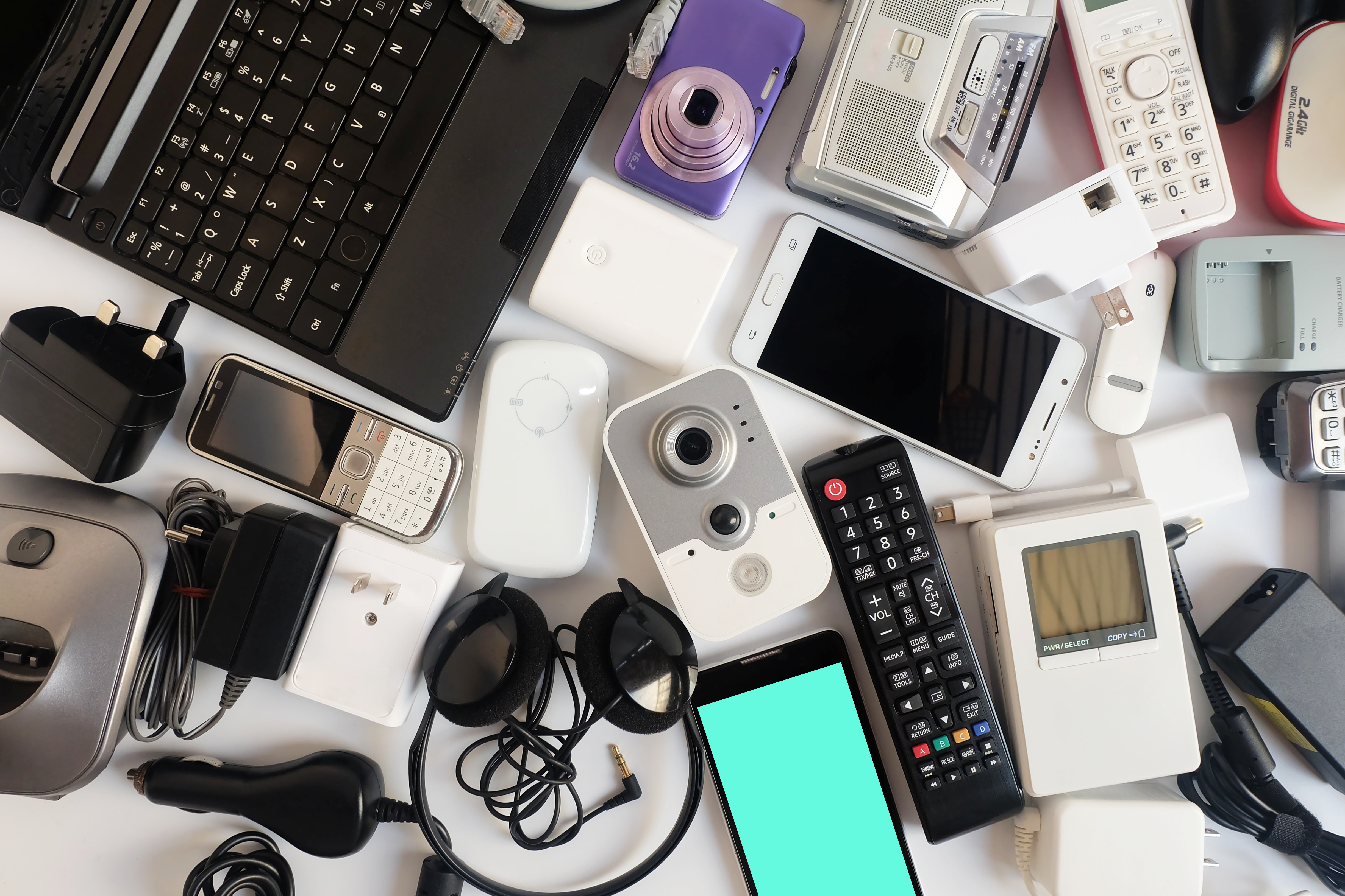 A selection of electrical items such as mobile phones, laptops, cameras. 
