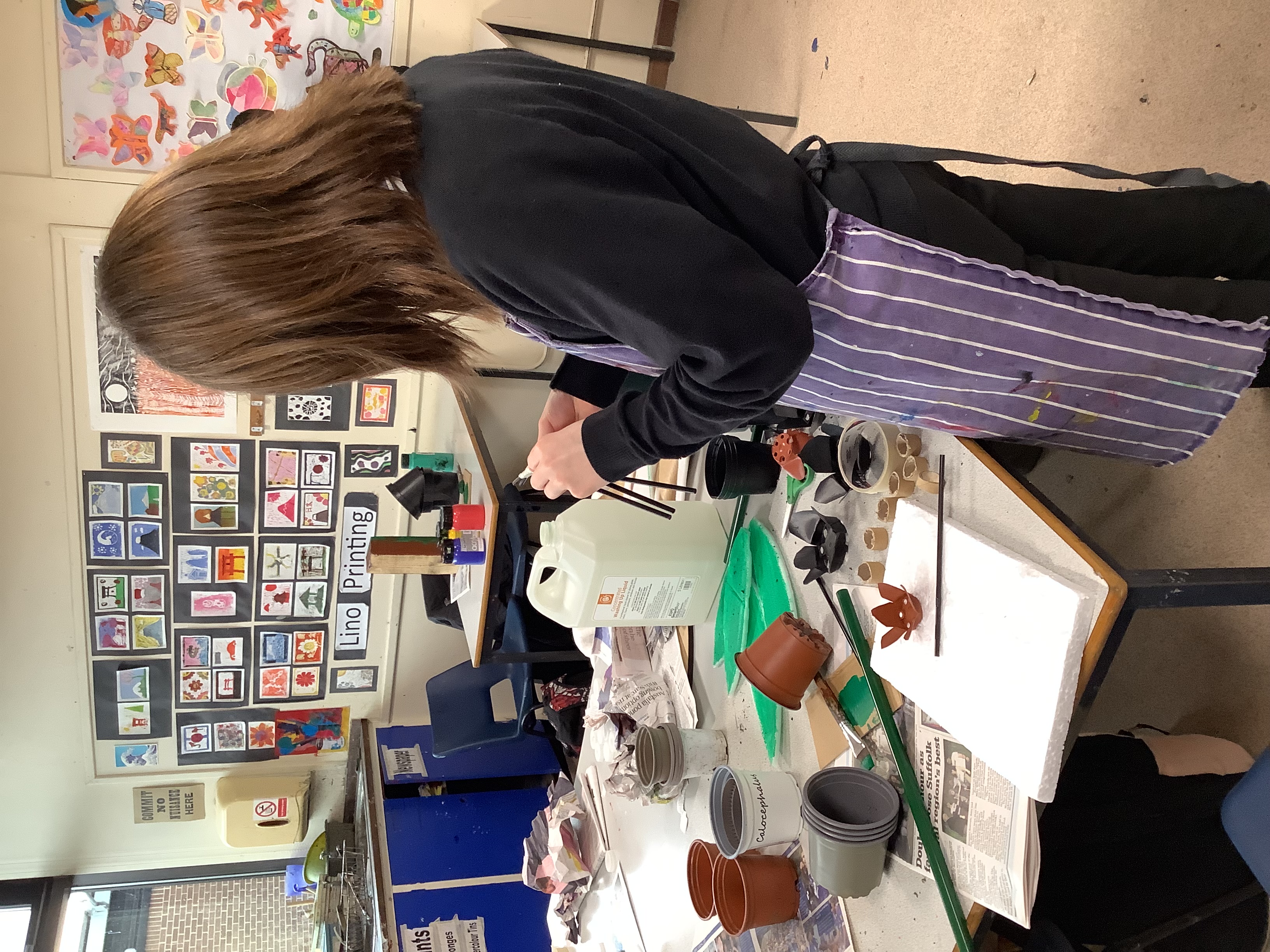 Pupil working on artwork 