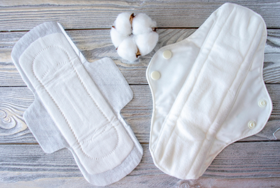 Disposable period pad and a reusable period pad. 