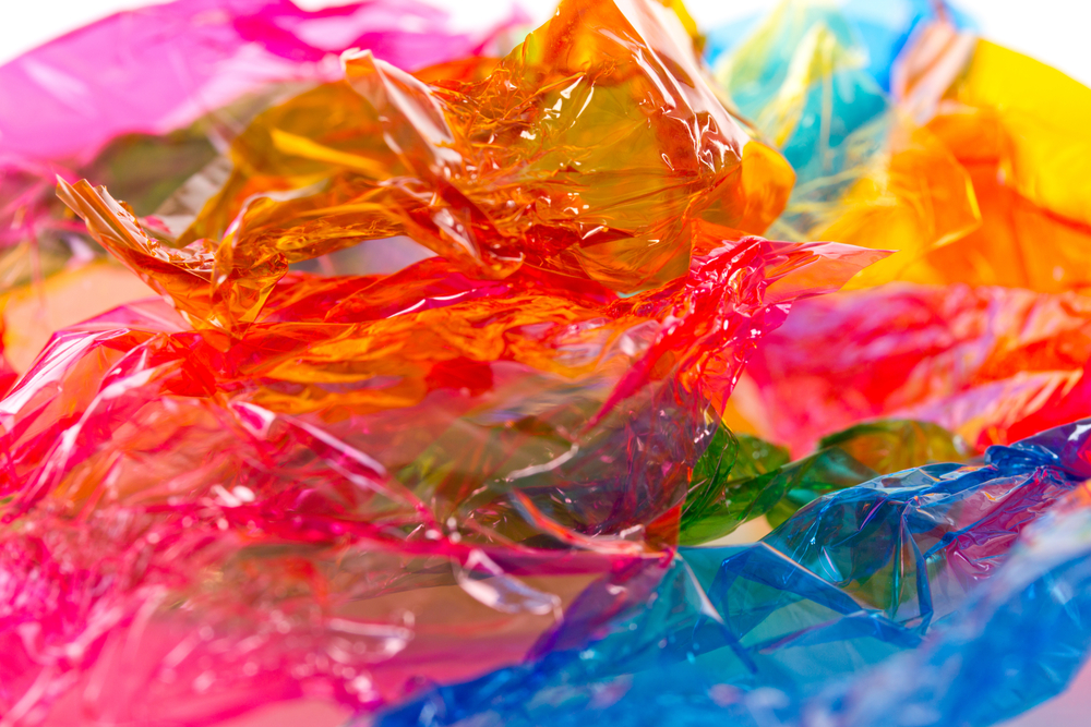 Multicoloured plastic film