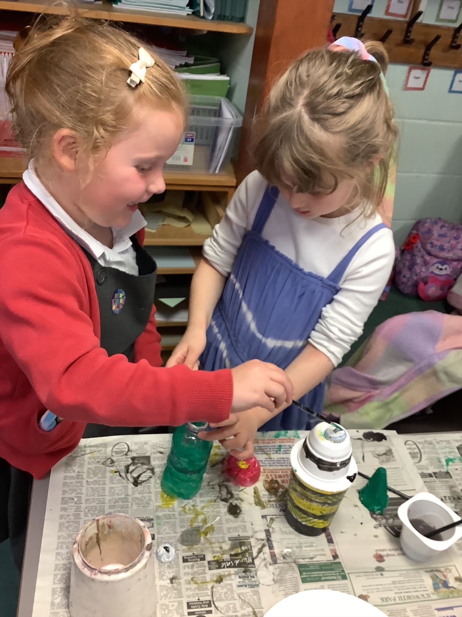 Pupils working on artwork 