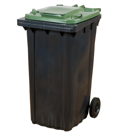 Green-lidded kerbside recycling bin