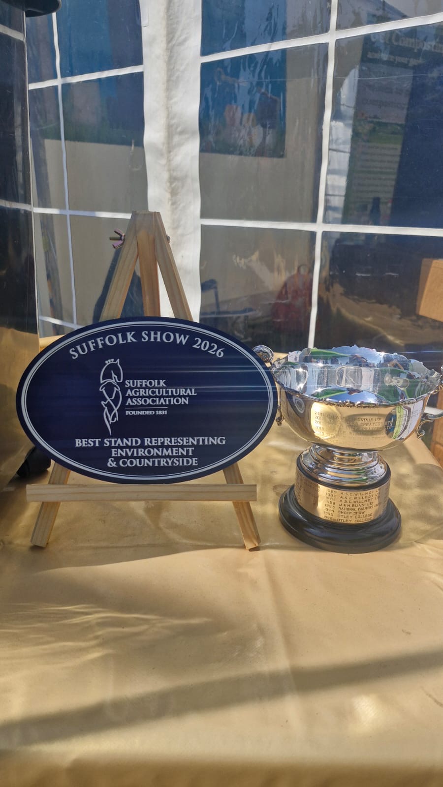 Suffolk Show's award and trophy for the Best Stand Representing Environment and Countryside