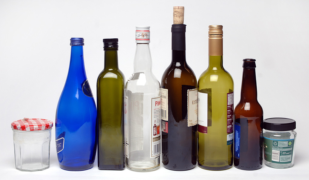 Selection of glass bottles and jars 